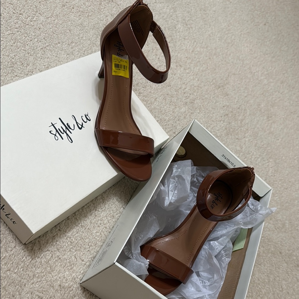 Style & Co. Brown Heel Sandals